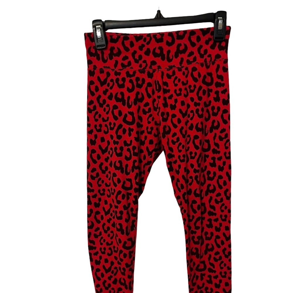 Justice red/black animal print leggings
